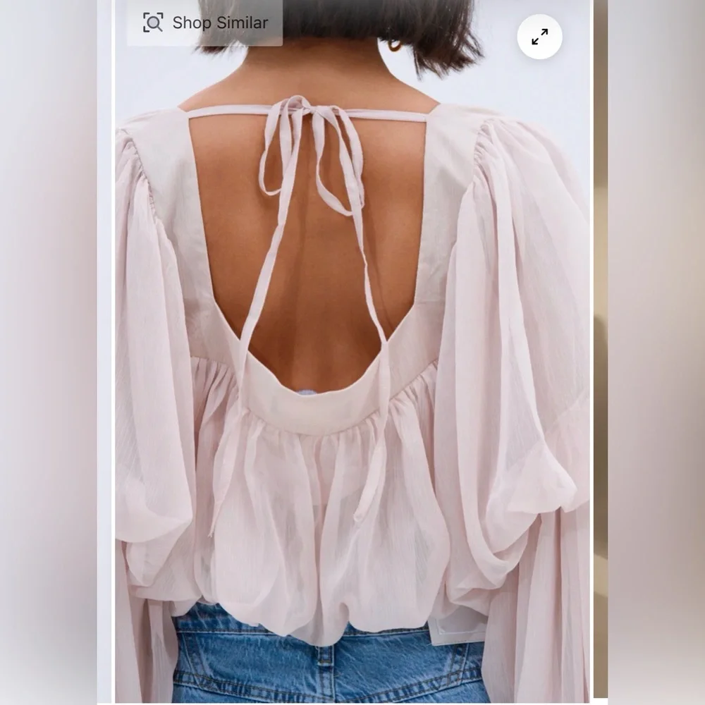 AKIRA Statement Blouse - Flowy Long Sleeve Top - Small - Picture 5 of 8